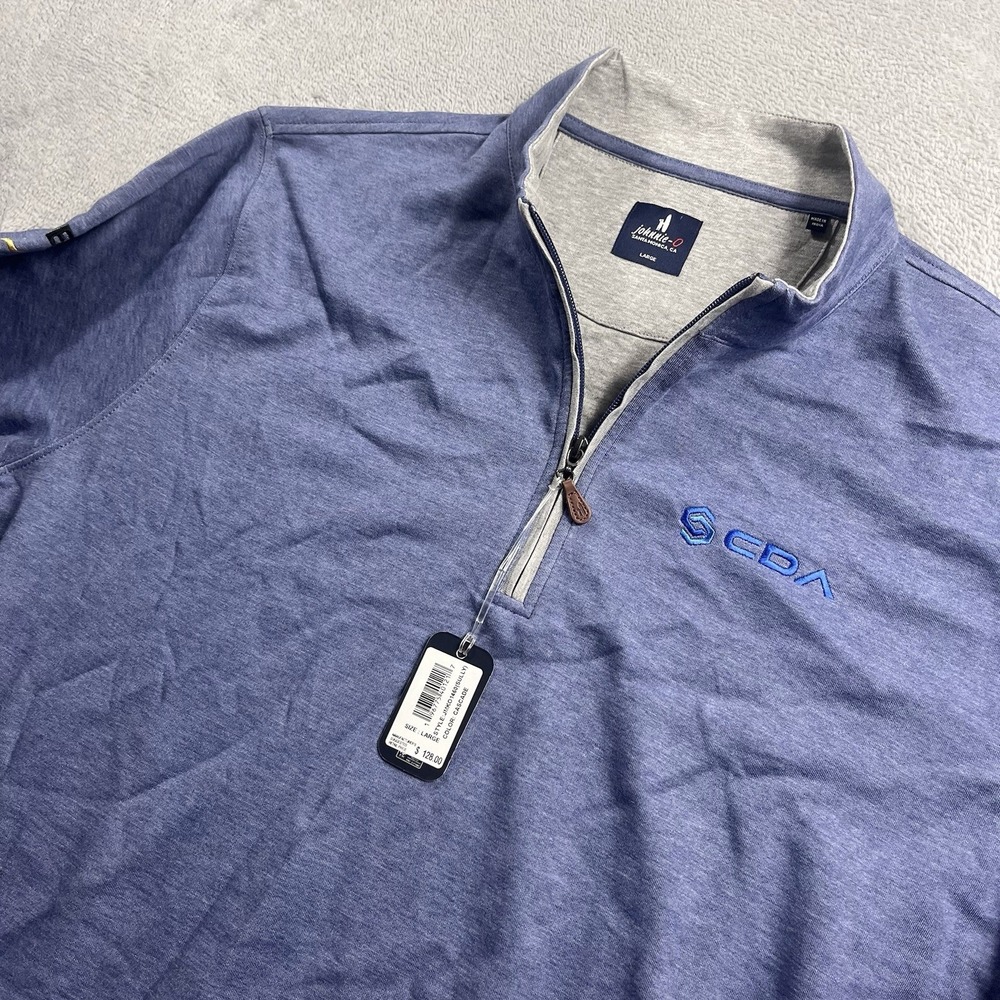 Johnnie-O Sully 1/4 Zip Cotton Pullover Cascade Blue (JMKO1460) -Men's Large NWT